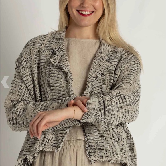 La Bottegga di Brumella Tan/White One of a Kind Lightweight Cardigan MSRP: $639 - Picture 3 of 9